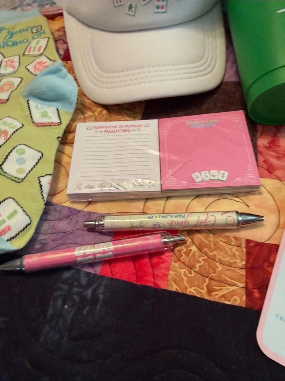 I ♥ Mahjong party Bundle with White Baseball Cap and Mahjong Party Set- 14 items